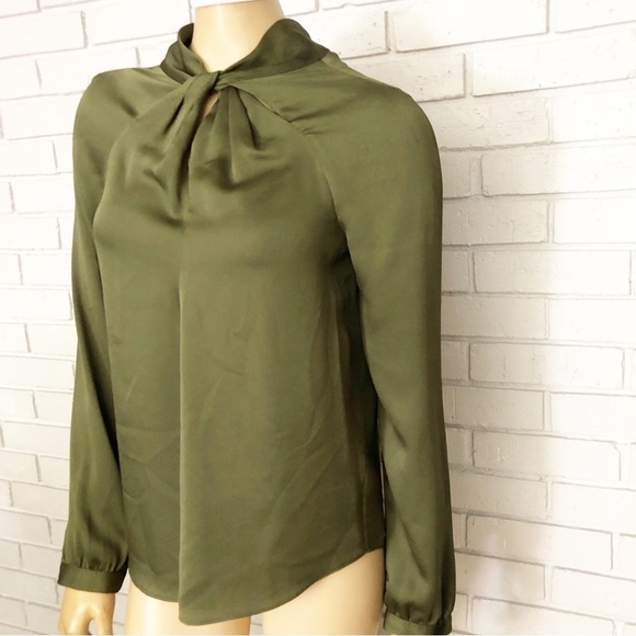 Banana Republic Women’s Olive Green High Neck Twist Blouse - Picture 5 of 6